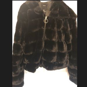 Faux Fur Black Coat